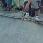Launch into bowl at the Ballard Skate Park, Seattle, Washington. &copy; Mahalie Pech